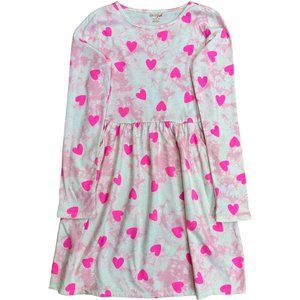 NWT Pink Tie Dye Hearts Valentines Day Long Sleeve Dress w/Pockets XL (14/16)